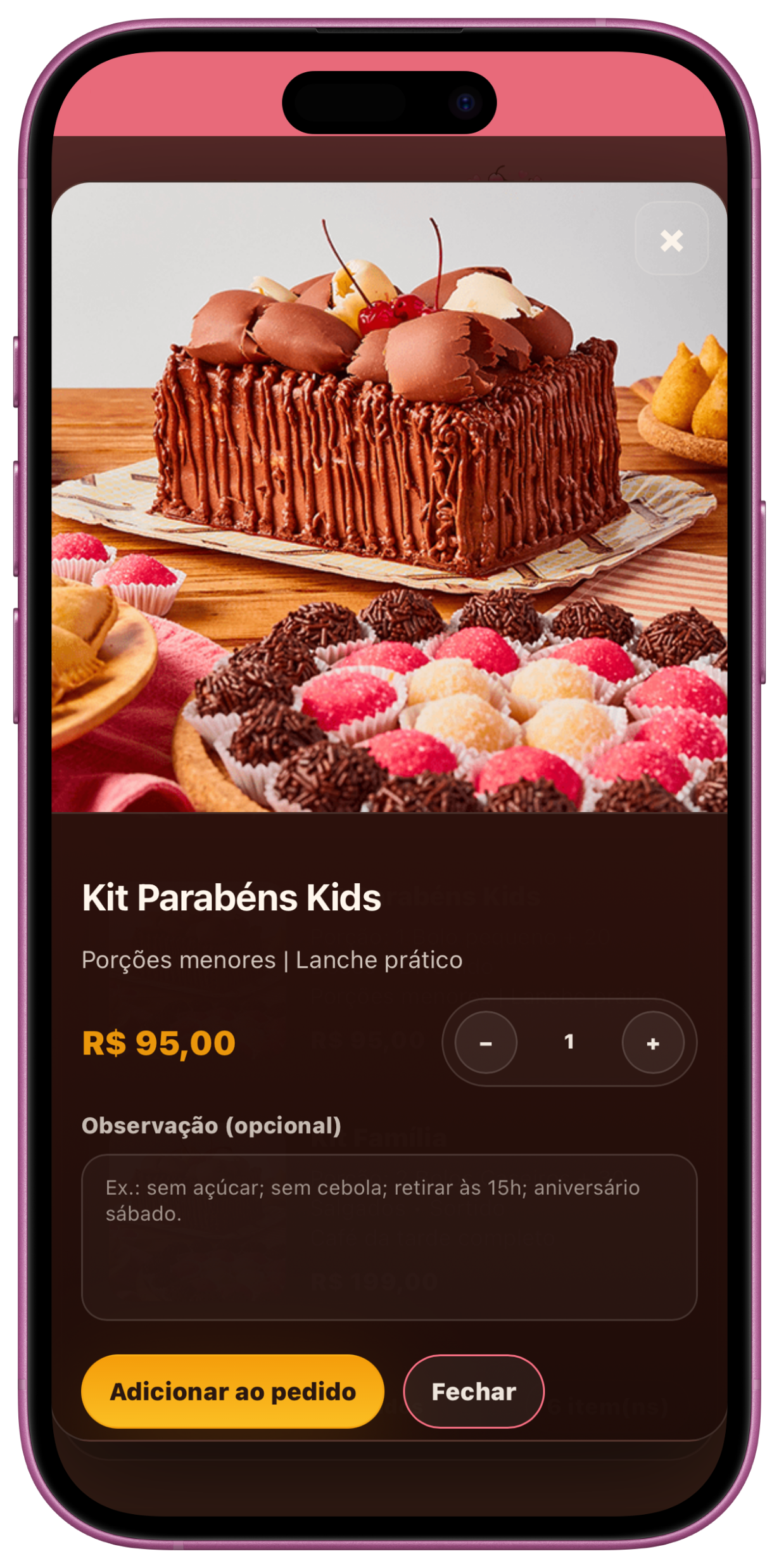 Site Doceria - kit parabéns
