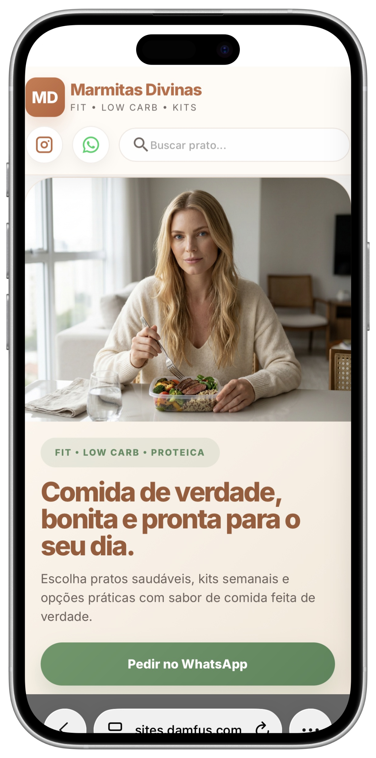 Site Marmitas - página inicial